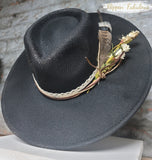 Wildflower Hand Burned Wide Brim Hat