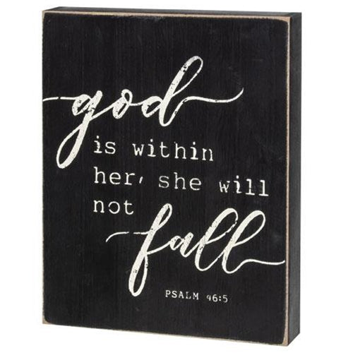 God Is Within Her She Will Not Fall Box Sign
