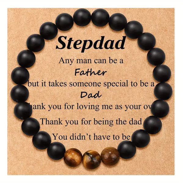 Stepdad Black Beaded Bracelet With Faux Stones