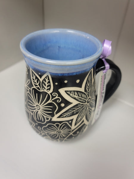 Floral Design Ceramic Mug- Multiple Colors Available