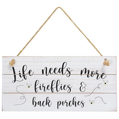 Life Needs More Fireflies Distressed Faux Shiplap Sign