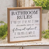 Bathroom Rules Distressed Look Framed Sign