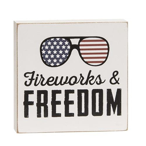 Fireworks & Freedom Mini Wood Block