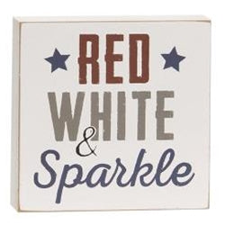Red White & Sparkle Mini Wood Block