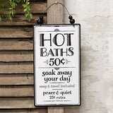 Hot Baths Sign With Beaded Hanger