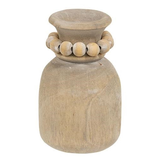 Beaded Small Wooden Vase
