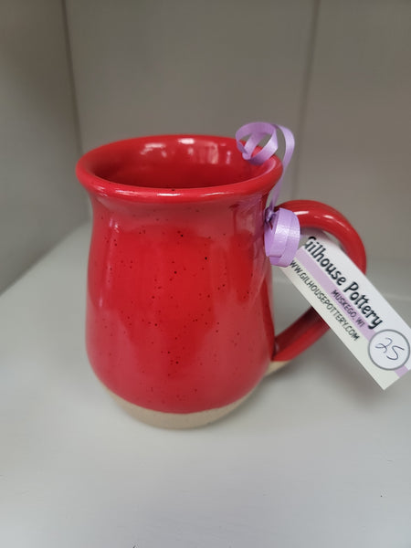 Red and Tan Speckled Ceramic Mug