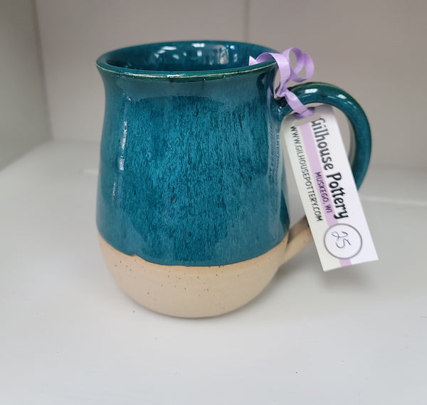 Teal and Tan Speckled Ceramic Mug