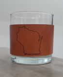 Rocks Glass With Leather Sleeve- Multiple Designs Available