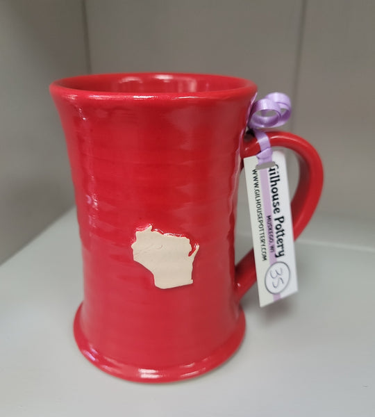 Wisconsin Red and Tan Speckled Ceramic Mug