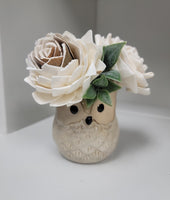 Wood Floral Arrangement In Mini Owl Ceramic Container (Multiple Designs Available)