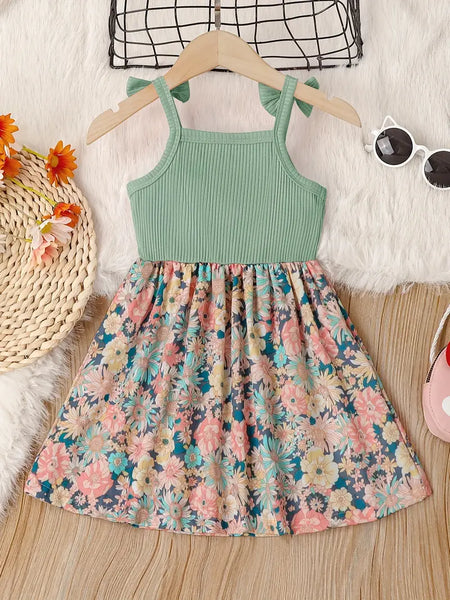 Girls Flower Print Summer Dress