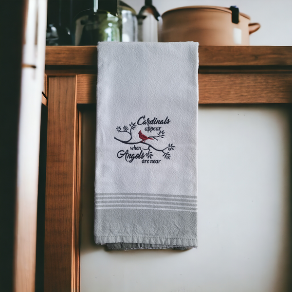 Cardinals Appear When Angels Are Near Handmade Embroidered Towel