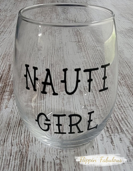 Nauti Girl Stemless Wine Glass