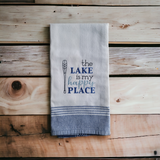The Lake Is My Happy Place Handmade Embroidered Towel