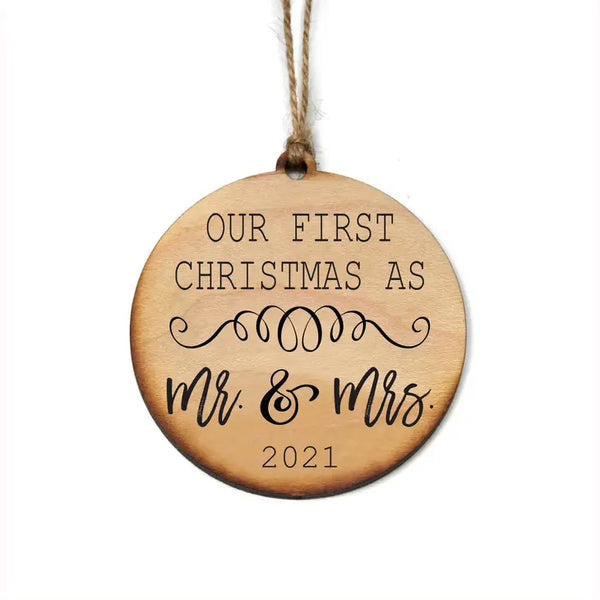 Our First Christmas As Mr & Mrs (2023) Handmade Wood Ornament