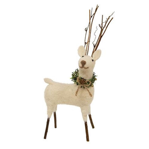 Large Felted White Standing Reindeer