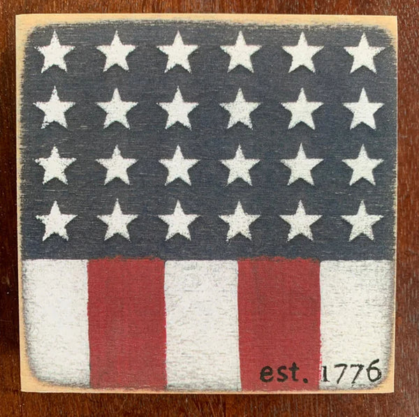 American Flag Est. 1776 Handmade Mini Sign