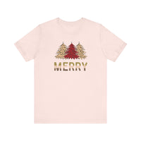 Merry Womens Baby Pink T-Shirt With Leopard Print Accents