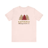 Merry Womens Baby Pink T-Shirt With Leopard Print Accents