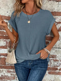 Solid Twist Front Crew Neck Casual Womens Top- Multiple Colors Available