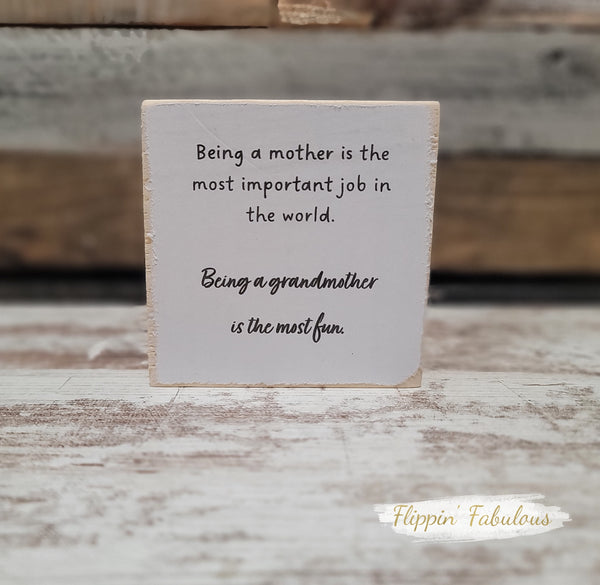 Being A Mother Is...Handmade Mini Wood Sign