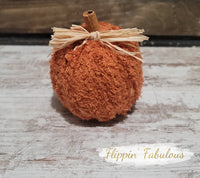 Orange Chenille Handmade Pumpkin- 4"