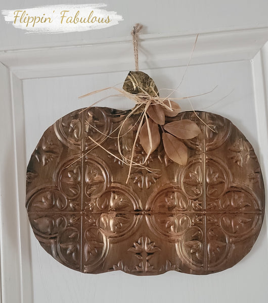 Handmade Faux Tin Pumpkin Hanger/Shelf Sitter