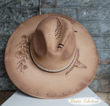 Ashley Hand Burned Wide Brim Hat