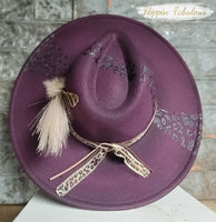 Leopard Plumeria Wide Brim Plum Hat