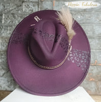 Leopard Plumeria Wide Brim Plum Hat