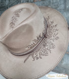 Pinecone Suede Hand Burned Wide Brim Hat- Multiple Colors Available