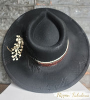 Holiday Hand Burned Wide Brim Hat