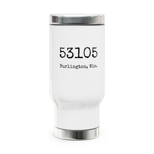 Burlington Wisconsin 53105 Stainless Steel Travel Mug with Handle, 14oz