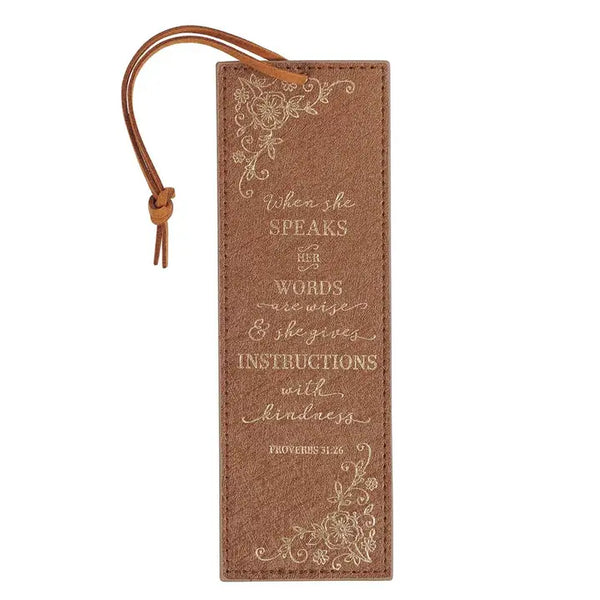 Proverbs 31:26 Faux Leather Bookmark