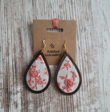 "The Maija" Limited Edition Embroidered Peach Floral  Handmade Earrings