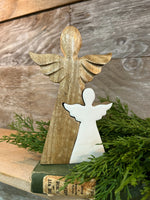 3D Wooden Angel With White Enamel Cutout