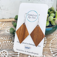 Wood Diamond Handmade Earrings