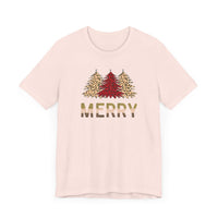 Merry Womens Baby Pink T-Shirt With Leopard Print Accents