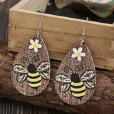 Burlap, Bee, and Daisy Teadrop Earrings