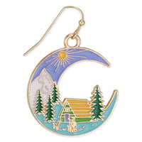 Cabin In The Woods Crescent Shaped Earrings