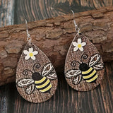 Burlap, Bee, and Daisy Teadrop Earrings