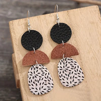 Black, Brown, And Printed Dangle Earrings