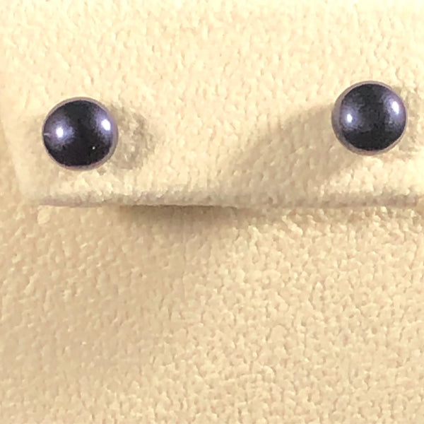 Black Button Pearl Earrings
