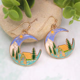 Cabin In The Woods Crescent Shaped Earrings