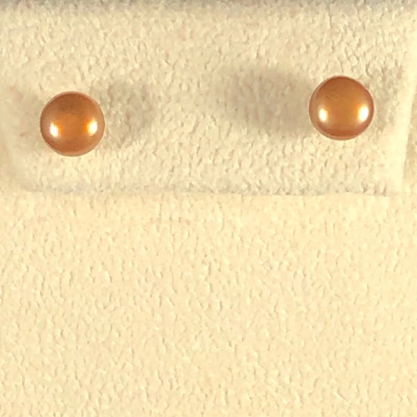 Coffee Button Pearl Earrings