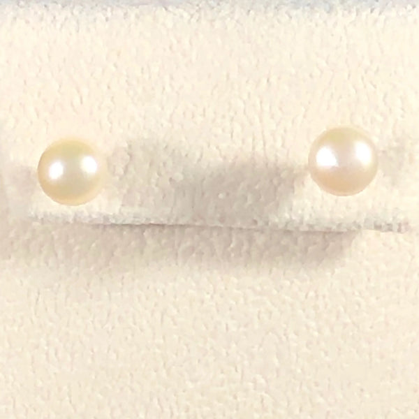 Cream Button Pearl Earrings