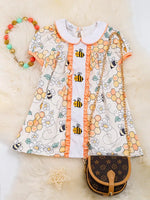 Toddler Girls Embroidered Bee Dress