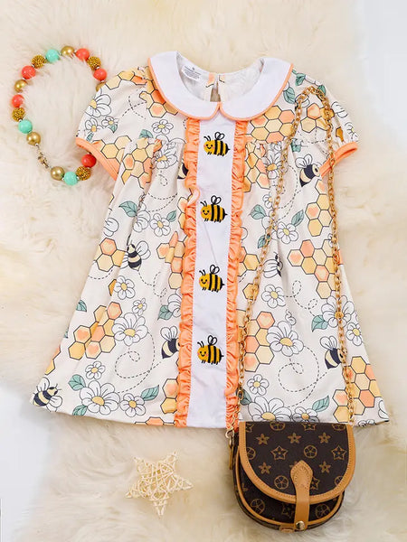 Toddler Girls Embroidered Bee Dress