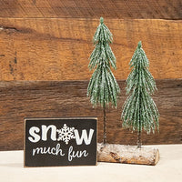 Snowy Pine Tree Pair On Log